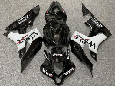 Cheap 2007-2008 Honda CBR600RR Motorcycle Fairings - Glossy Black White West Style