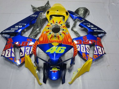 Cheap 2005-2006 Honda CBR600RR Motorcycle Fairings - Yellow Blue Rossi 46