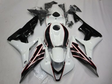 Cheap 2007-2008 Honda CBR600RR Motorcycle Fairings - White Glossy Black OEM Style
