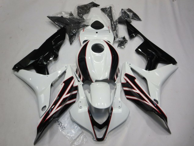 2007-2008 Honda CBR600RR Motorcycle Fairings - White Glossy Black OEM Style