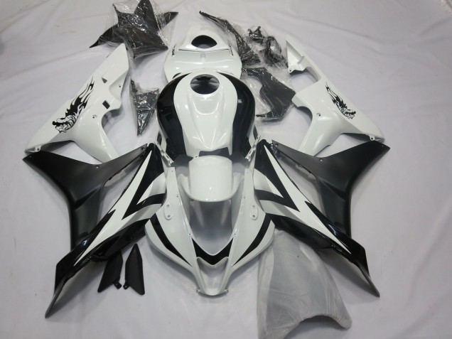2007-2008 Honda CBR600RR Motorcycle Fairings - White Matte Black OEM Style