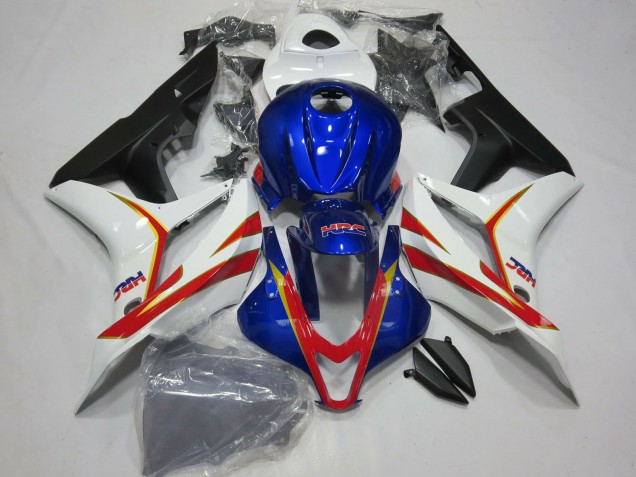 2007-2008 Honda CBR600RR Motorcycle Fairing - White Red Blue HRC