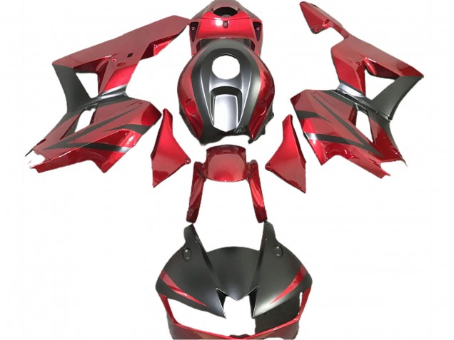 2013-2023 Honda CBR600RR Motorcycle Fairings - Deep Red Matte Black