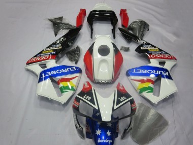 Cheap 2003-2004 Honda CBR600RR Motorcycle Fairing Kits - White Red Blue Glossy Black EuroBet