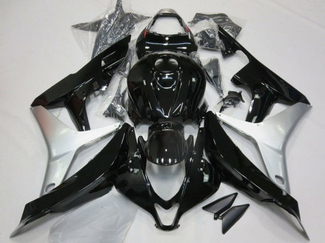 2007-2008 Honda CBR600RR Motorcycle Fairings - Silver Glossy Black
