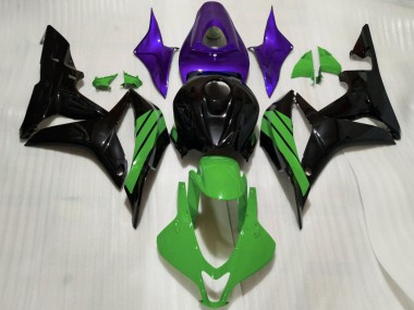 Cheap 2007-2008 Honda CBR600RR Motorcycle Fairings - Purple Green Glossy Black