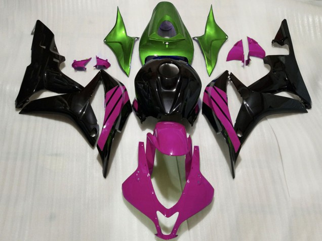 2007-2008 Honda CBR600RR Motorcycle Fairings - Green Pink Glossy Black