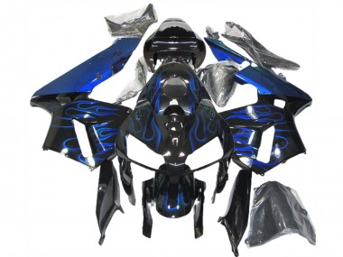 Cheap 2005-2006 Honda CBR600RR Motorcycle Fairings - Glossy Black Blue Flame