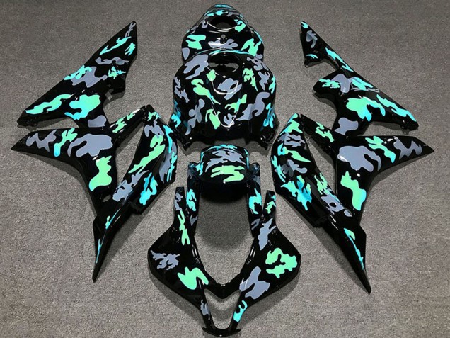 2007-2008 Honda CBR600RR Motorcycle Fairings - Green Grey Camouflage