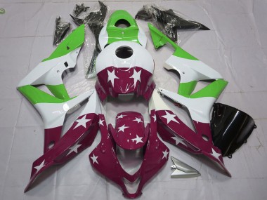 Cheap 2007-2008 Honda CBR600RR Motorcycle Fairings - White Green Maroon Red Stars Stripe