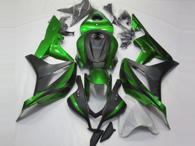 2007-2008 Honda CBR600RR Motorcycle Fairings - Green Matte Black