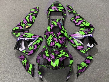 Cheap 2003-2004 Honda CBR600RR Motorcycle Fairings - Green Pink Camouflage Shark