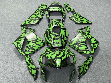 Cheap 2003-2004 Honda CBR600RR Motorcycle Fairings - Green Black Camouflage