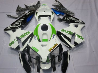 Cheap 2005-2006 Honda CBR600RR Motorcycle Fairings - White Green Glossy Black HannSpree