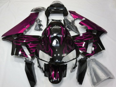 Cheap 2003-2004 Honda CBR600RR Motorcycle Fairing - Glossy Black Purple Flame