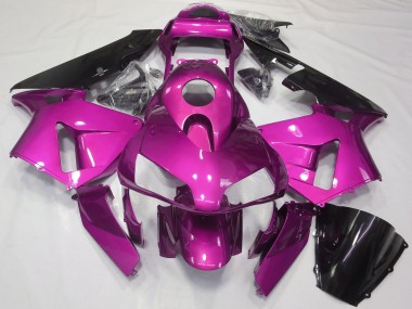 Cheap 2003-2004 Honda CBR600RR Motorcycle Fairings - Hot Pink Glossy Black