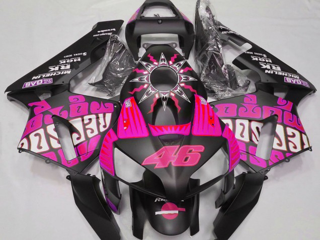 2003-2004 Honda CBR600RR Motorcycle Fairings - Hot Pink Glossy Black Rossi Repsol