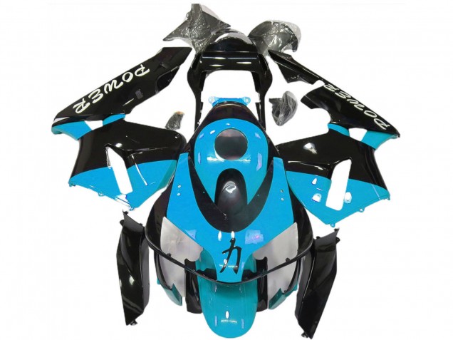 2003-2004 Honda CBR600RR Motorcycle Fairings - Light Blue Glossy Black Power