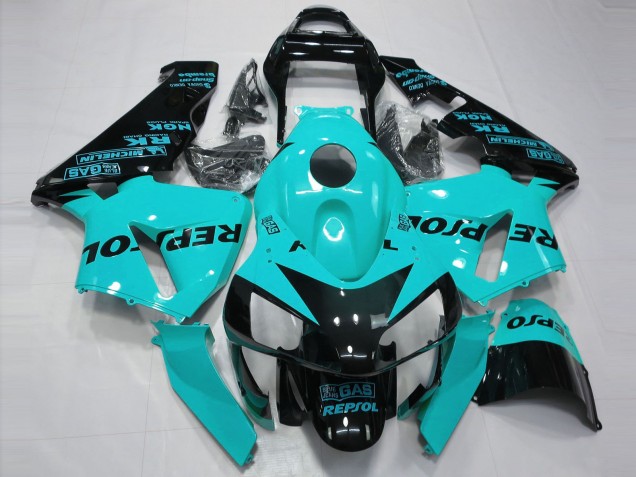 2003-2004 Honda CBR600RR Motorcycle Fairings - Light Blue Glossy Black Repsol
