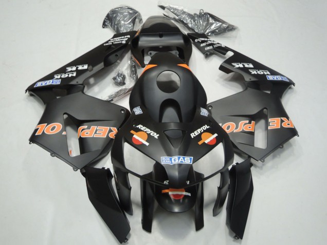 2003-2004 Honda CBR600RR Motorcycle Fairings - Matte Black Orange Repsol