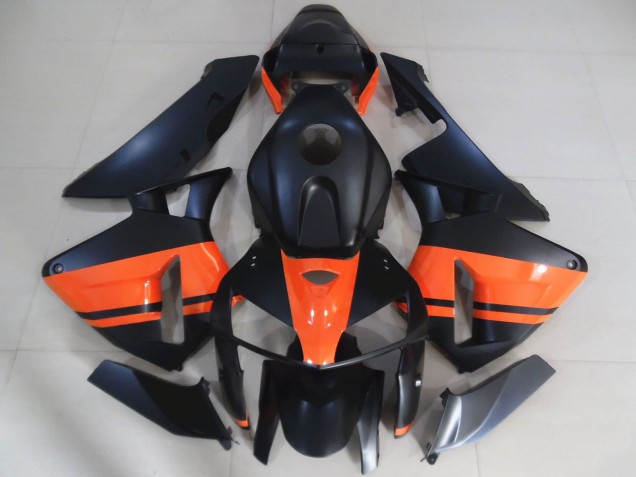 2005-2006 Honda CBR600RR Motorcycle Fairings - Matte Black Glossy Orange