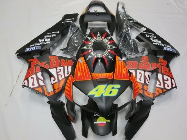 Cheap 2003-2004 Honda CBR600RR Motorcycle Fairings - Matte Black Orange Yellow Rossi 46