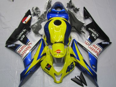 Cheap 2007-2008 Honda CBR600RR Motorcycle Fairings - Yellow Blue White Glossy Black Nastro Azzurro