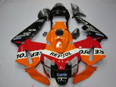 Cheap 2003-2004 Honda CBR600RR Motorcycle Fairings - Orange White Red Glossy Black OEM Style Repsol