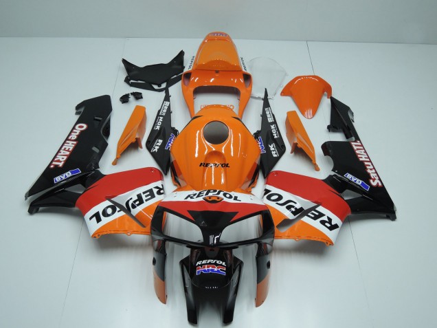 2005-2006 Honda CBR600RR Motorcycle Fairings - Orange Red White Black One Heart Repsol
