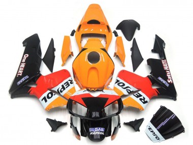 Cheap 2003-2004 Honda CBR600RR Motorcycle Fairings - Orange White Red Glossy Black One Heart Repsol
