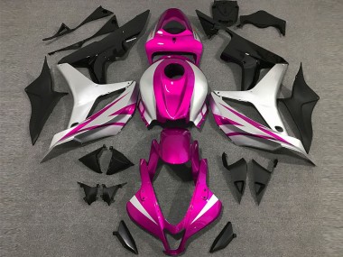 Cheap 2007-2008 Honda CBR600RR Motorcycle Fairings - Silver Pink Glossy Black OEM Style