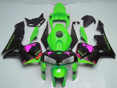 Cheap 2005-2006 Honda CBR600RR Motorcycle Fairings - Pink Splatter on Green