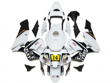 Cheap 2003-2004 Honda CBR600RR Motorcycle Fairings - White Yellow Glossy Black Playboy 14