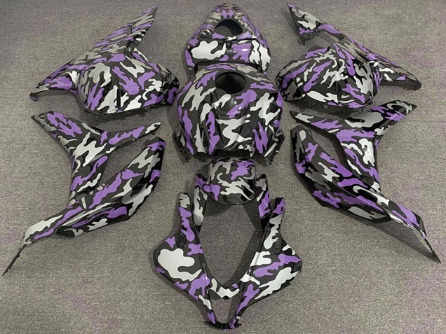 2009-2012 Honda CBR600RR Motorcycle Fairings - Purple Silver Camouflage