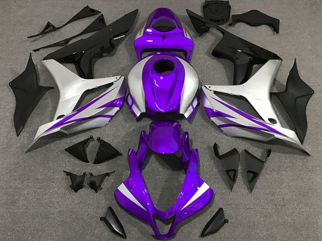 2007-2008 Honda CBR600RR Motorcycle Fairings - Silver Purple Glossy Black OEM Style