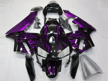 Cheap 2003-2004 Honda CBR600RR Motorcycle Fairings - Glossy Black Purple Flame