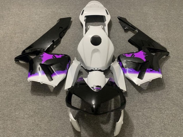 2003-2004 Honda CBR600RR Motorcycle Fairings - White Purple Glossy Black Splatter