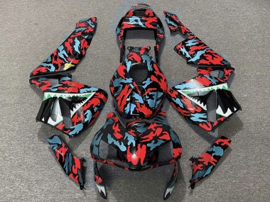 Cheap 2003-2004 Honda CBR600RR Motorcycle Fairings - Red Blue Camouflage Shark