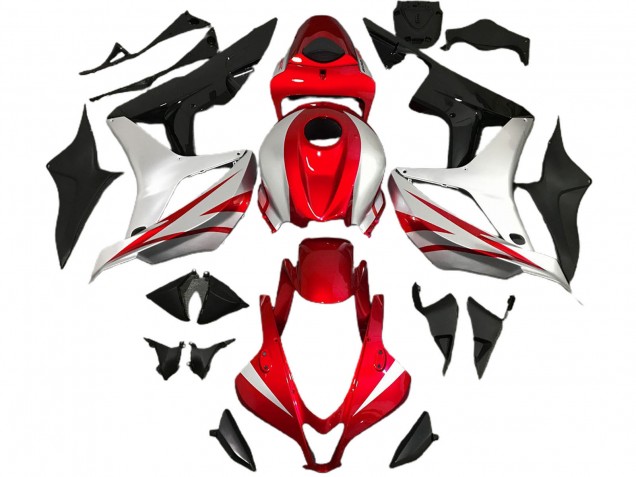 2007-2008 Honda CBR600RR Motorcycle Fairings - Silver Red Glossy Black OEM Style