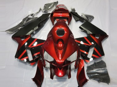Cheap 2005-2006 Honda CBR600RR Motorcycle Fairings - Red Glossy Black Design