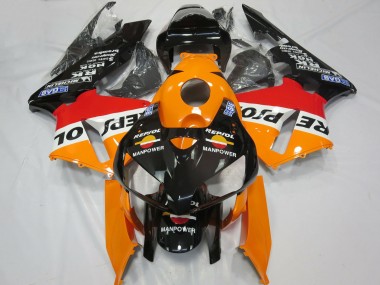 Cheap 2005-2006 Honda CBR600RR Motorcycle Fairings - Orange White Red Glossy Black Repsol Man Power