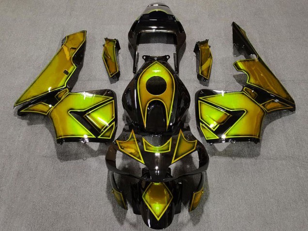 2003-2004 Honda CBR600RR Motorcycle Fairings - Gold Glossy Black