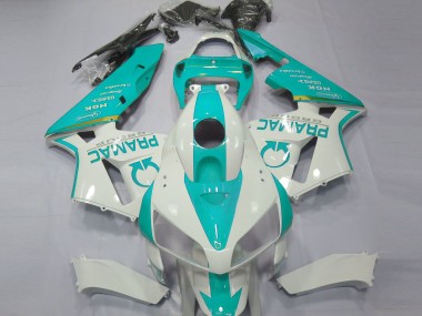 Cheap 2005-2006 Honda CBR600RR Motorcycle Fairings - White Teal Pramac