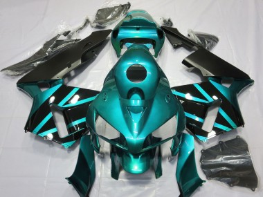Cheap 2005-2006 Honda CBR600RR Motorcycle Fairings - Teal Glossy Black Design