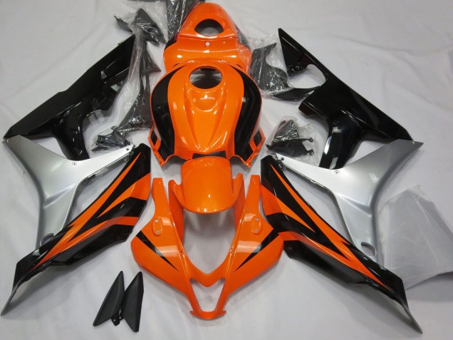 2007-2008 Honda CBR600RR Motorcycle Fairings - Silver Orange Glossy Black OEM Style