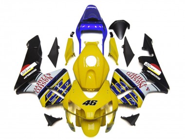 Cheap 2003-2004 Honda CBR600RR Motorcycle Fairings - Yellow Blue White Glossy Black Nastro Azzurro 46