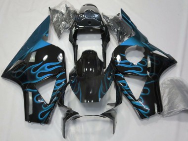 Cheap 2002-2003 Honda CBR954RR Motorcycle Fairings - Glossy Black Light Blue Flame