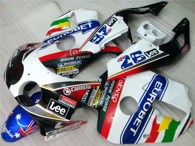 1990-1998 Honda CBR250RR Motorcycle Fairings - White Blue Red Yellow Green Carrera EuroBet Lee