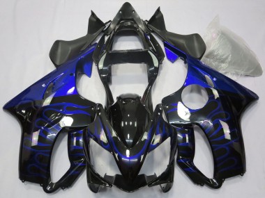 Cheap 2001-2003 Honda CBR600 F4i Motorcycle Fairings - Glossy Black Blue Flame