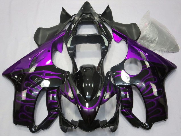2001-2003 Honda CBR600 F4i Motorcycle Fairings - Glossy Black Purple Flame